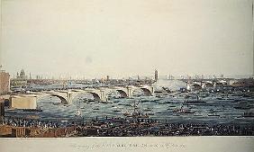 The Opening of the Waterloo Bridge on the 18th of June, 1817, etched by A. Pugin from a drawing