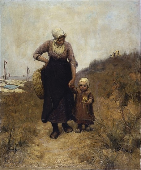Mother and Child on a Path the SeaBlommers or Bloomers von Bernardus Johannes