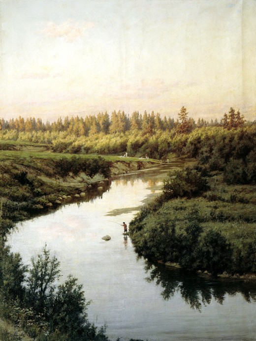 Landschaft mit dem Fluss von Brüllow
