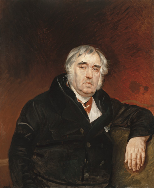 Porträt des Fabeldichters Iwan A. Krylow (1769-1844) von Brüllow
