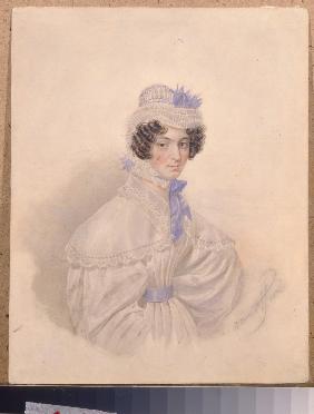 Porträt von Anna Borisowna Bakunina (1802-1835) 1835