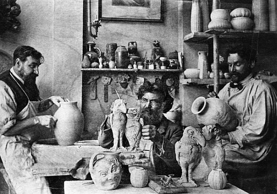 The Martin brothers in the studio at the Southall Pottery von English Photographer