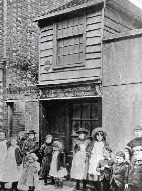 Children outside John Pounds''s workshop, from which he ran the first Ragged school