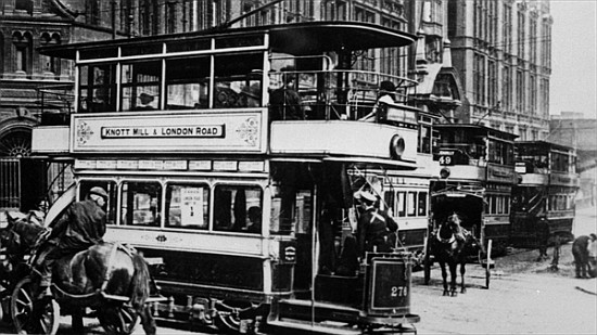 Trams in Manchester, c.1900 von English Photographer