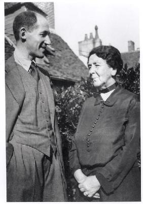 Marcel Jouhandeau (1888-1979) with his mother, c.1931 (b/w photo) 