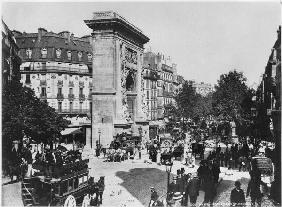 Porte and boulevard Saint-Denis, Paris, c.1900 (b/w photo) 