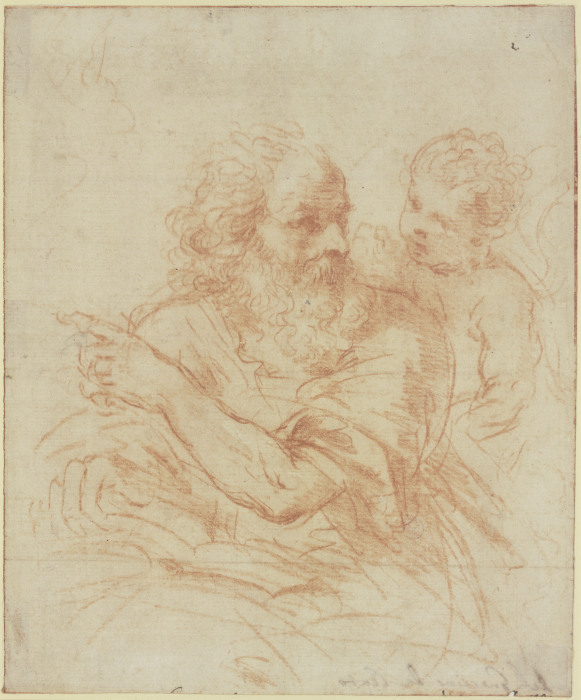 Der Heilige Hieronymus mit einem Engel von Guercino (Giovanni Francesco Barbieri)