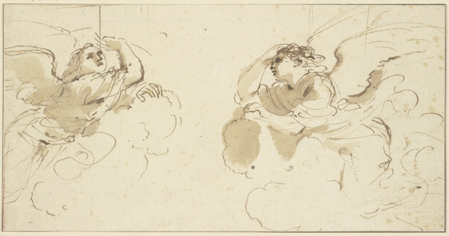Zwei Engel in Wolken von Guercino (Giovanni Francesco Barbieri)