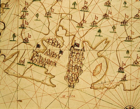 The Port of La Valletta, from a nautical atlas, 1646(detail from 330944) von Italian School