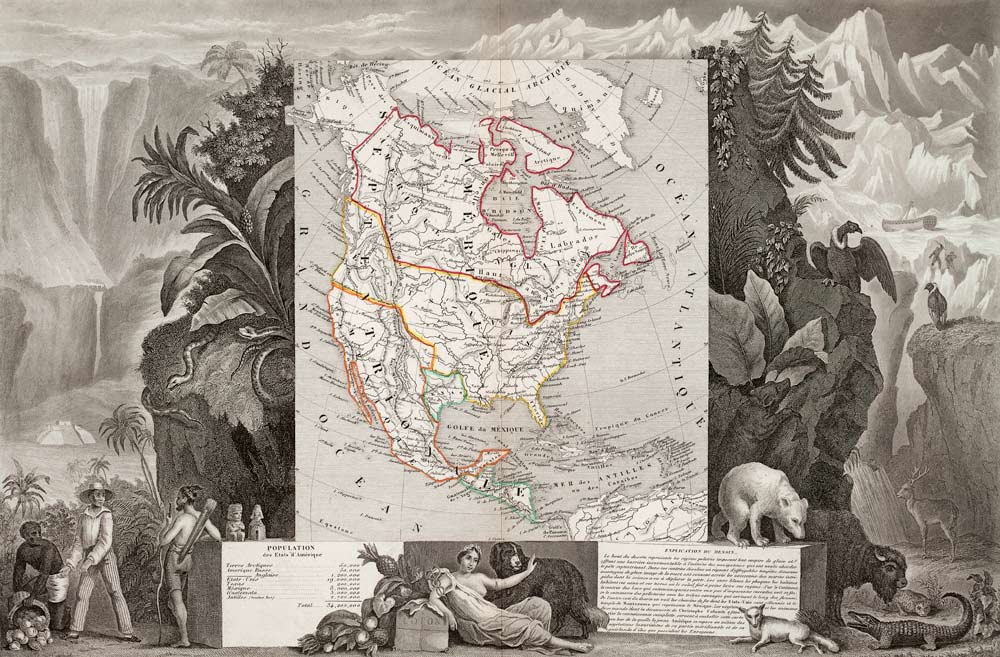 Nordamerika, Landkarte 1856 von Laguillermie