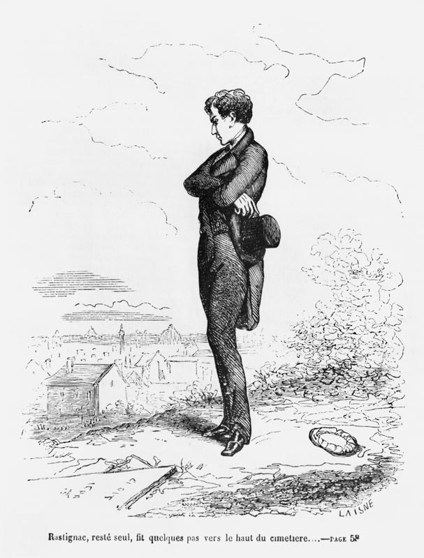 Left alone, Rastignac walked a few steps to the highest part of the cemetery'', illustration from '' von Laisne
