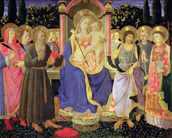 Madonna and Child enthroned with saints (altarpiece) von Master of the Buckingham Palace Madonna