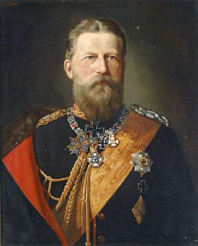 Kaiser Friedrich III., König von Preußen; Porträt in Feldmarschallsuniform mit Ordensschmuck 1888