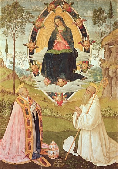 Virgin in Glory with St. Gregory and St. Benedict von Pinturicchio (Bernardino di Biagio)