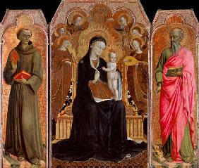 Maria mit dem Kind und sechs Engeln, sowie die hll. Antonius/Padua und Joh. Evang