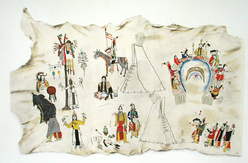 The Shoshone Sun Dance and the Peyote Cult (pigment on deerskin)  von Silver Horn (Haun-goo-ah)