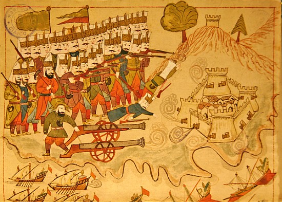 Ms. cicogna 1971, miniature from the ''Memorie Turchesche'' depicting Turkish soliders attacking and von Venetian School