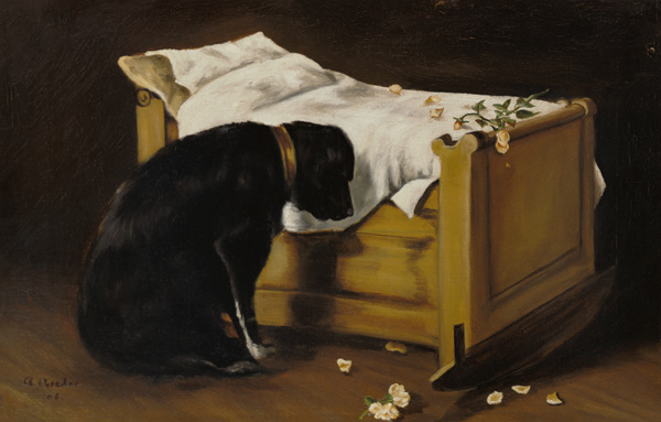 Dog Mourning Its Little Master von A. Archer