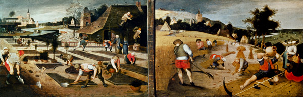 Spring (left); Summer (right) (panel) von Abel Grimmer