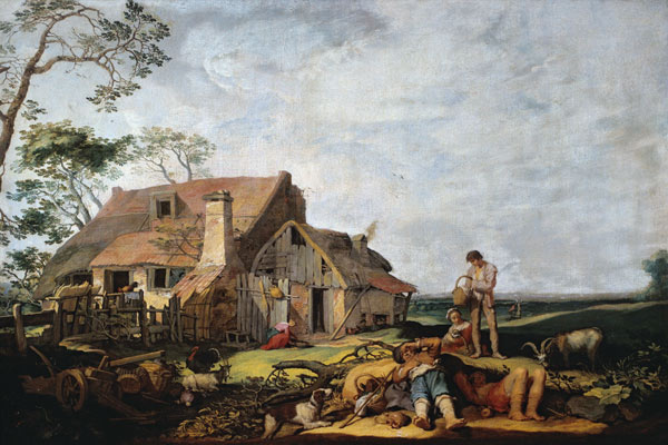 Landschaft mit Bauern und dem Auszug des Tobias mit dem Engel von Abraham Bloemaert