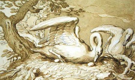 A Swan in her Nest von Abraham Bloemaert