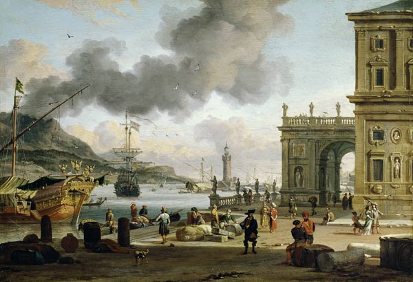A Mediterranean Harbour Scene von Abraham J. Storck
