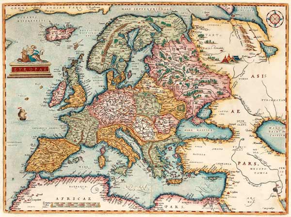 Europakarte (Aus: Theatrum Orbis Terrarum) von Abraham Ortelius