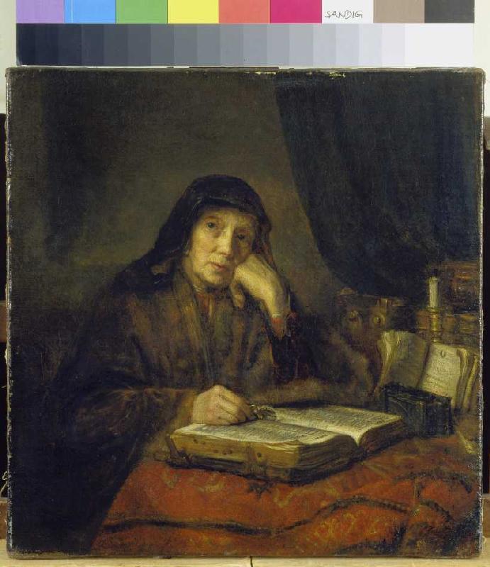 Alte Frau mit Buch. von Abraham van Dyck