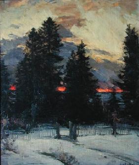 Sunset over a Winter Landscape c.1902
