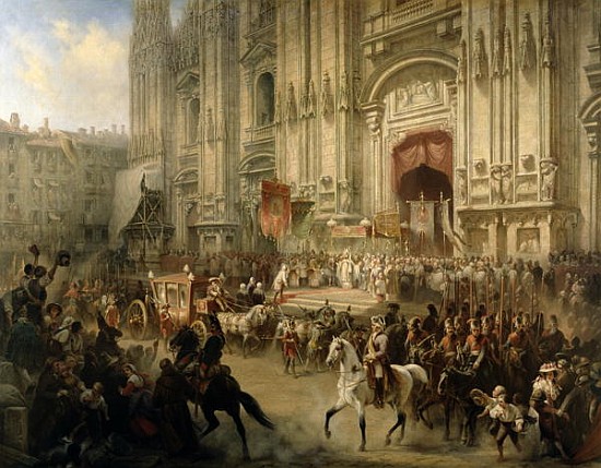 Ceremonial reception of Field-marshal Alexander Suvorov in Milan in April 1799, c.1850 von Adolf Jossifowitsch Charlemagne