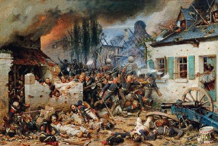 Attacking the Prussians in Plancenoit in the Battle of Waterloo 1863