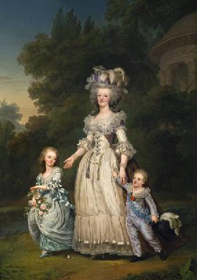 Queen Marie Antoinette (1755-93) with her Children in the Park of Trianon 1785