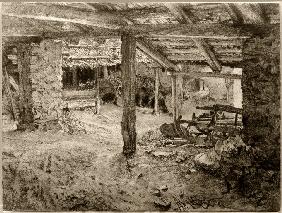 Das Innere einer Scheune 1880