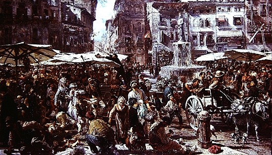 The Market of Verona von Adolph Friedrich Erdmann von Menzel