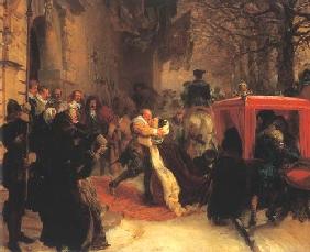 Gustave Adolphe accueilleson épouse devant le château de Hanau 1847