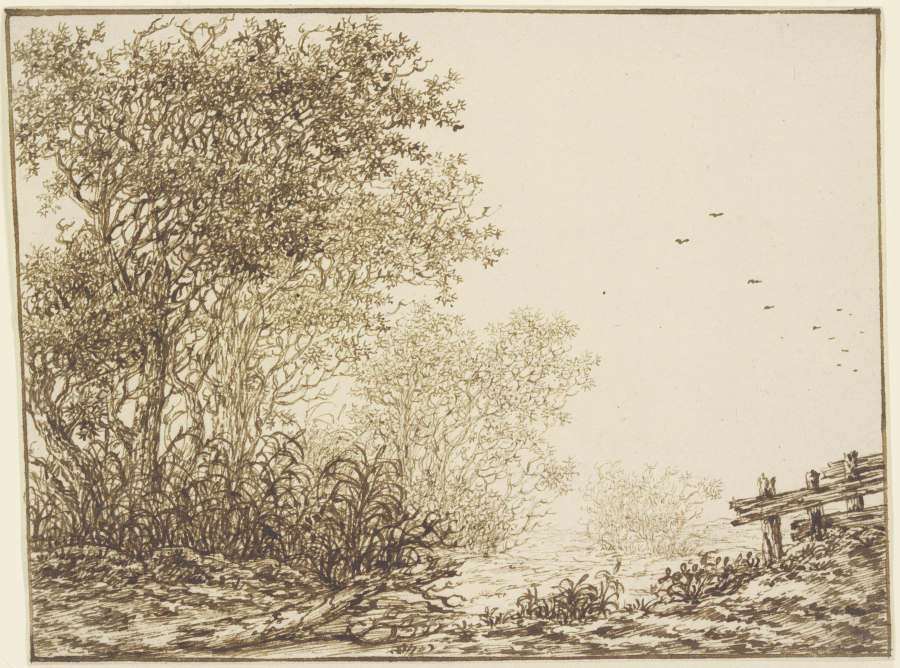 Landschaft mit Bäumen und Weidegatter von Adriaen Hendriksz. Verboom