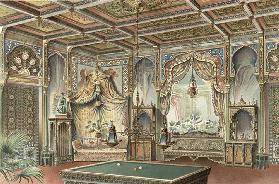 Ein maurischer Billardraum, Illustration aus La Decoration Interieure, veröffentlicht um 1893-94