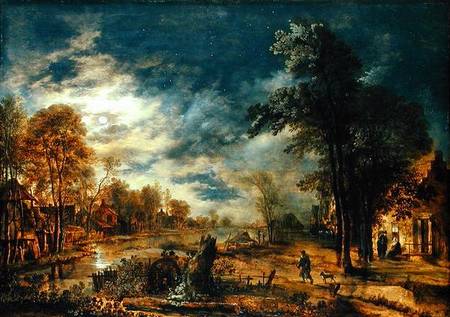 Moonlit Landscape with a Village von Aert van der d.Ä Neer