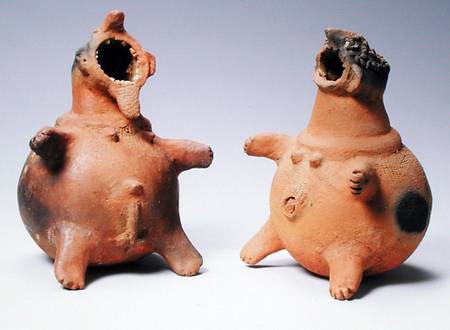 Male and Female Soul Vessels, Matakam Culture, Cameroon  9:Mbulom; vessel; gaping mouth; zoomorphic; von African
