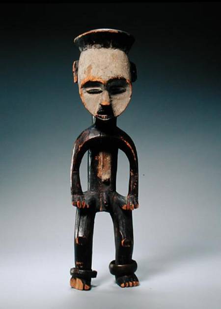 Male Figure, Mbole Culture, Congo (wood, white chalk & metal) von African