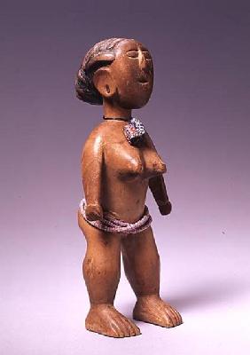 Ewe Female Figure from Ghana (wood & glass)