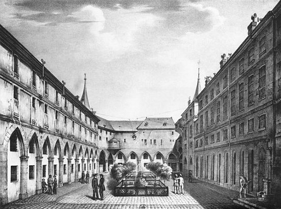View of the Men''s Yard at the Conciergerie Prison; engraved by Alphonse Urruty (1800-70) c.1831 von (after) Collard
