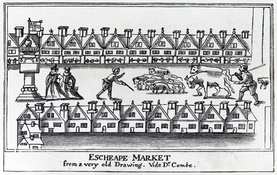 Escheape Market, after an original drawing from c.1598 von (after) English School