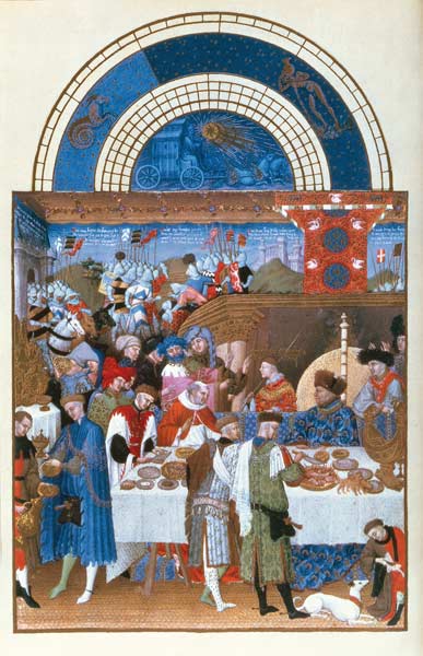 Fascimile of January: banquet scene the Limbourg brothers, from the ''Tres Riches Heures du Duc de B von (after) French School