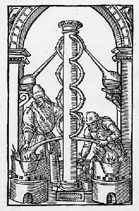The Alchemist at Work, copy of an illustration from ''Coelum Philosophorum'' Philippus Ulstadius, Pa