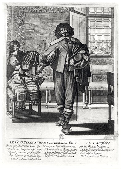 Courtier following the last royal edict in 1633 and his lacquey von (after) Abraham Bosse