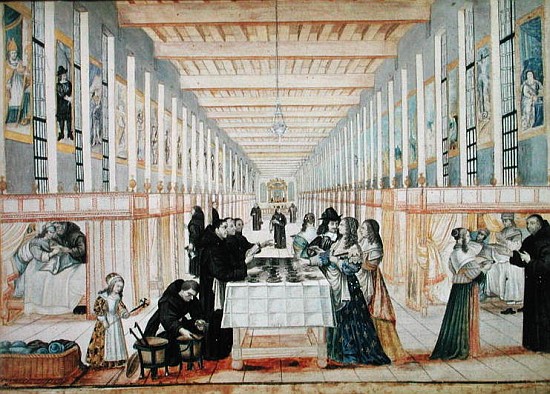 The Infirmary of the Sisters of Charity during a visit of Anne of Austria (1601-66) c.1640 (see also von (after) Abraham Bosse