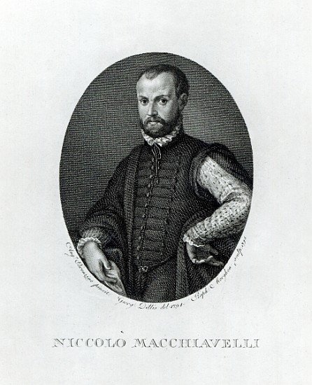 Portrait of Niccolo Machiavelli (1469-1527); engraved by Rafaello Morgan (1758-1833) in 1795 von (after) Agnolo Bronzino