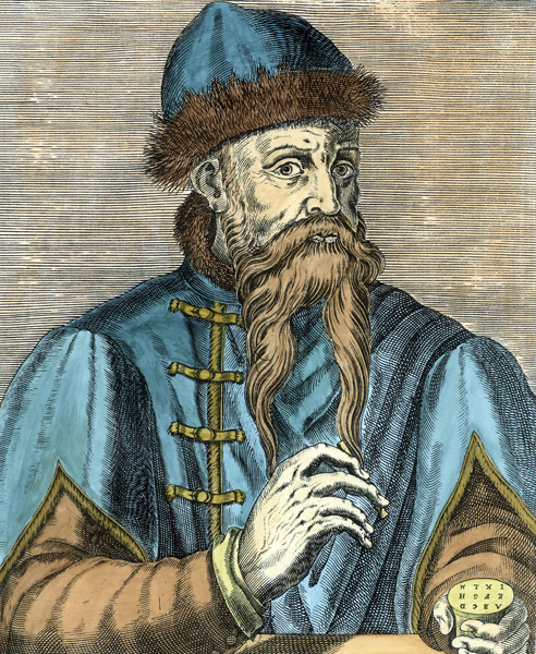 Portrait of Johannes Gutenberg (c.1400-68) von (after) Albrecht Mentz
