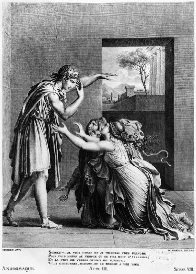 Andromache at the feet of Pyrrhus, illustration from Act III Scene 7 of ''Andromaque'' Jean Racine